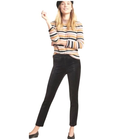 Anthropologie Black The Essential Slim Velvet Straight Pants US 0 UK 4 EU 32 - Picture 15 of 16